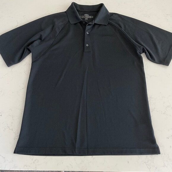 Greg Norman Athletic Sporty SS 3 Button Polyester Golf Polo Shirt Black Sz M - Picture 1 of 11